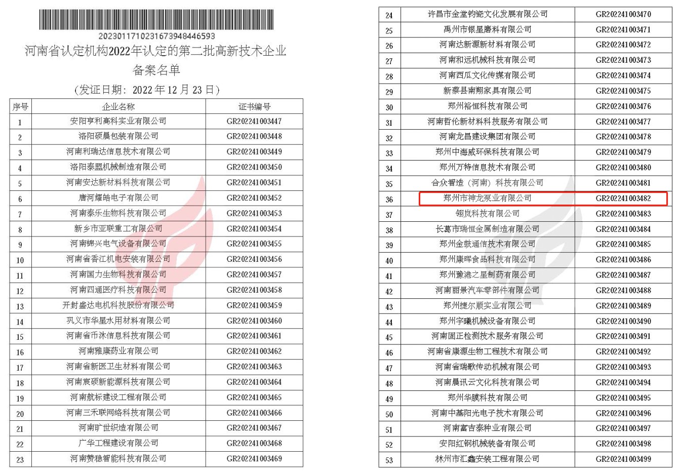 神龍泵業再次被認定為高新技術企業